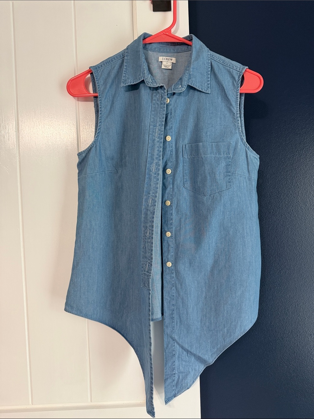J. Crew Light Blue Sleeveless Denim Button-Up Tank